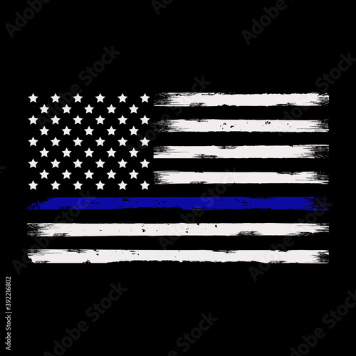 Thin blue line american flag vector illustration