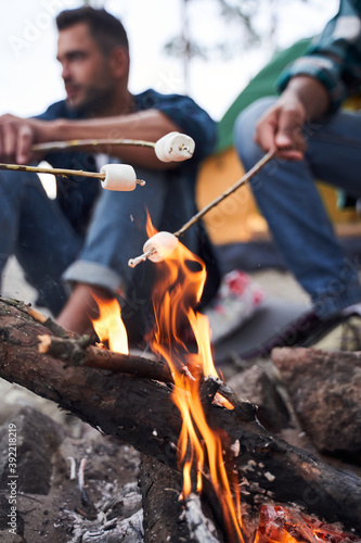 Close up photo of roasting marshmallows