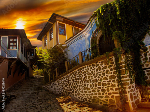 the old town of Plovdiv in the summer