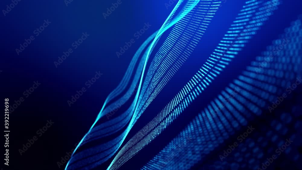 4k looped abstract background of glow particles form lines, surfaces as futuristic landscape in cyberspace or hologram. Sci-fi theme of microworld, nanotechnology or cosmic space. Blue stripes 4 4k looped abstract background of glow particles form lines, surfaces as futuristic landscape in cyberspace or hologram. Sci-fi theme of microworld, nanotechnology or cosmic space. Blue stripes 4