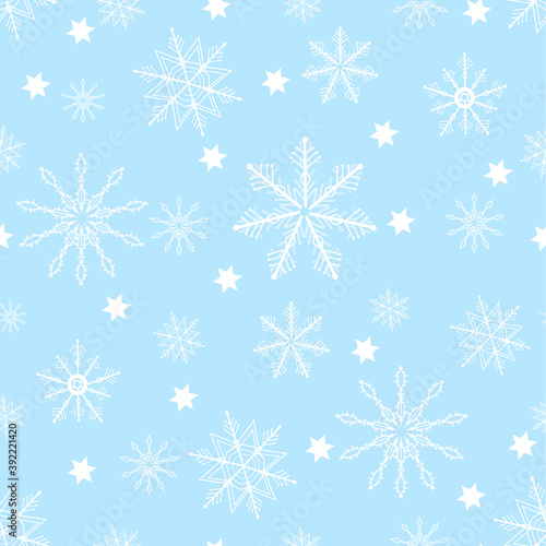 Seamless snowflake pattern. New year and Christmas holiday background for printing, Wallpaper