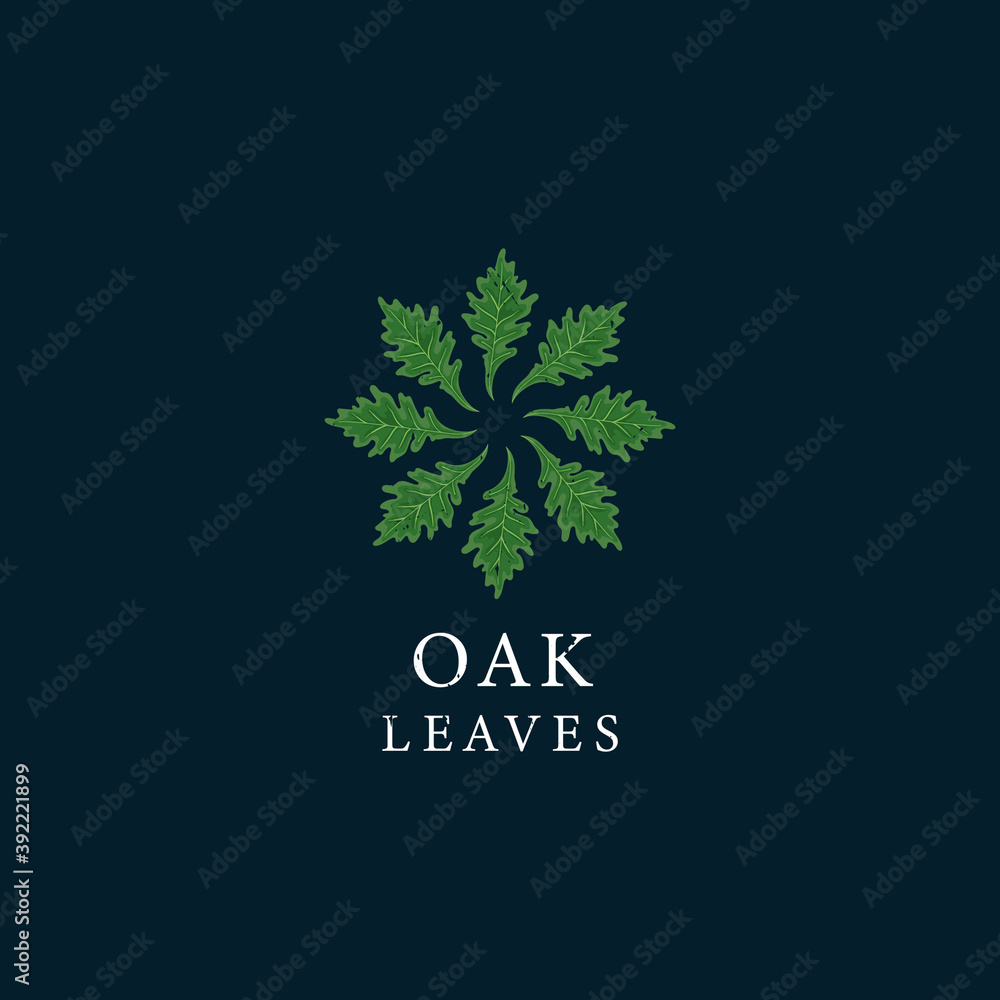 Oak leaves rounded vintage logo
