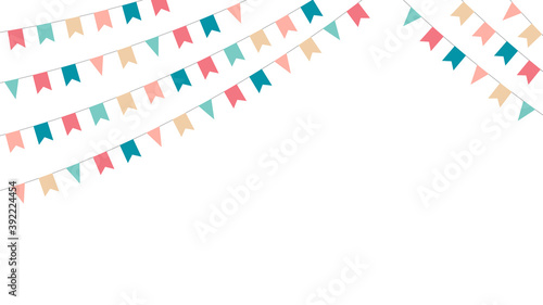 Flag Bunting garland color, holidays. Vector holiday illustration, template, on a white background.