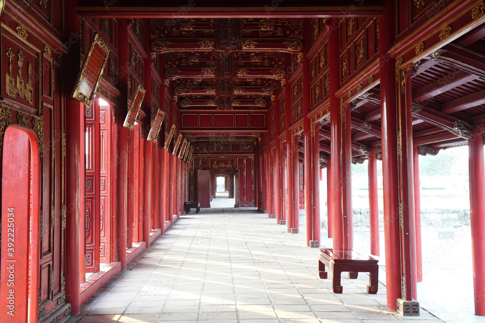 Many Ancient Red Door inside The Imperial City (Vietnamese: Hoang thanh) within the citadel (Kinh thanh) is Best Famous Landmark of the city of Hue Vietnam Many Ancient Red Door inside The Imperial City (Vietnamese: Hoang thanh) within the citadel (Kinh thanh) is Best Famous Landmark of the city of Hue Vietnam