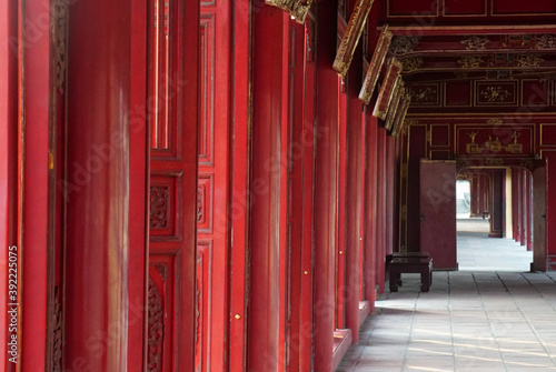Many Ancient Red Door inside  The Imperial City  Vietnamese  Hoang thanh  within the citadel  Kinh thanh  is Best Famous Landmark of the city of Hue Vietnam