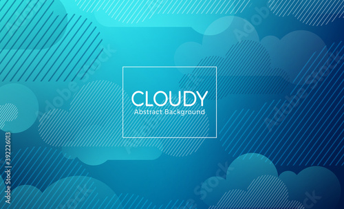 Cloud abstract vector banner design template. Cloudy abstract background text with geometric blue clouds shapes element for creative wallpaper concept. Vector illustration  
