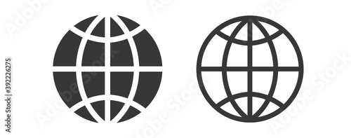 Globe emblem set. Icon isolated on white background. Vector illustration