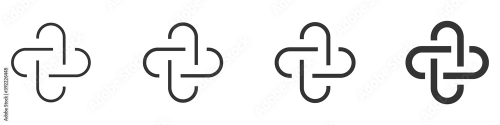 Cross plus medical logo icon. Set of thin cross icons on a white background. Plus pictogram shape. Vector illustration isolated on white background. Cross plus medical logo icon. Set of thin cross icons on a white background. Plus pictogram shape. Vector illustration isolated on white background.