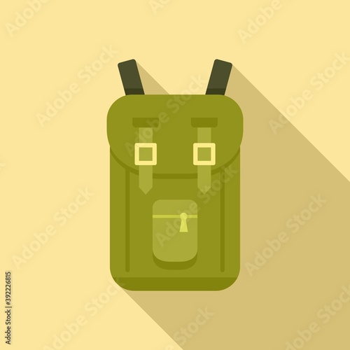 Safari hunting backpack icon. Flat illustration of safari hunting backpack vector icon for web design