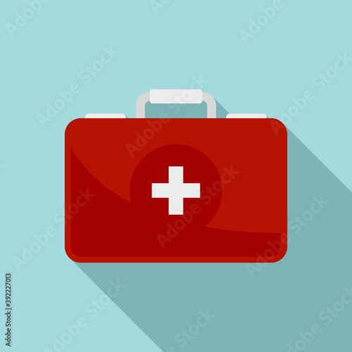 Safari hunting first aid kit icon. Flat illustration of safari hunting first aid kit vector icon for web design