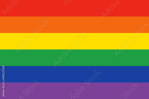 Rainbow flag, flat icon. Vector illustration of colorful canvas