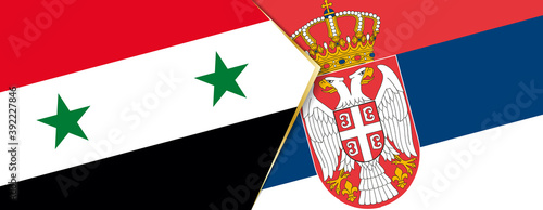 Syria and Serbia flags, two vector flags.
