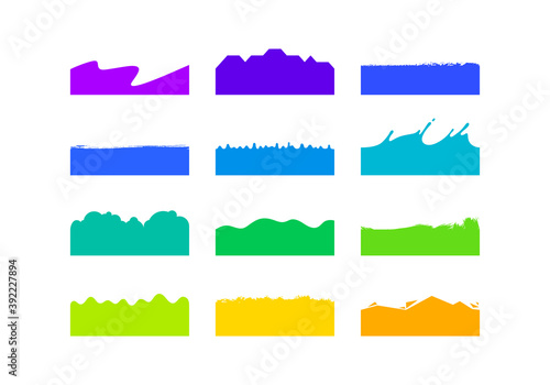 Vector Set of Template Dividers Shapes. Abstract Design Elements for Top and Bottom on Website, App, Banners or Posters