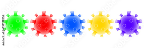 Close-up cell or bacteria molecule. Coronavirus, flu, infectious disease, covid-19 icon. Isolated on white background. Virus under microscope, medical treatment or research concept. Vector, 3d effect.