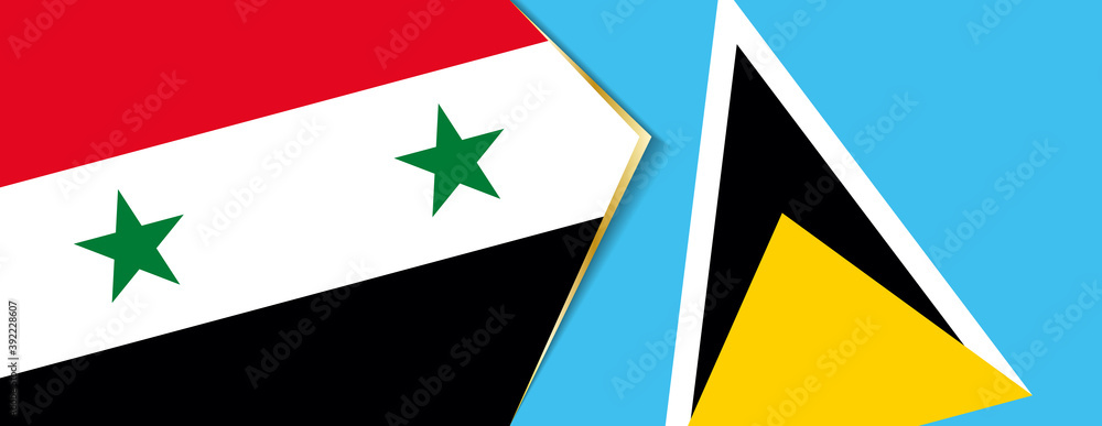 Syria and Saint Lucia flags, two vector flags. Syria and Saint Lucia flags, two vector flags.