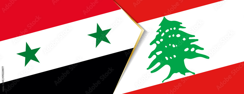 Syria and Lebanon flags, two vector flags. Syria and Lebanon flags, two vector flags.