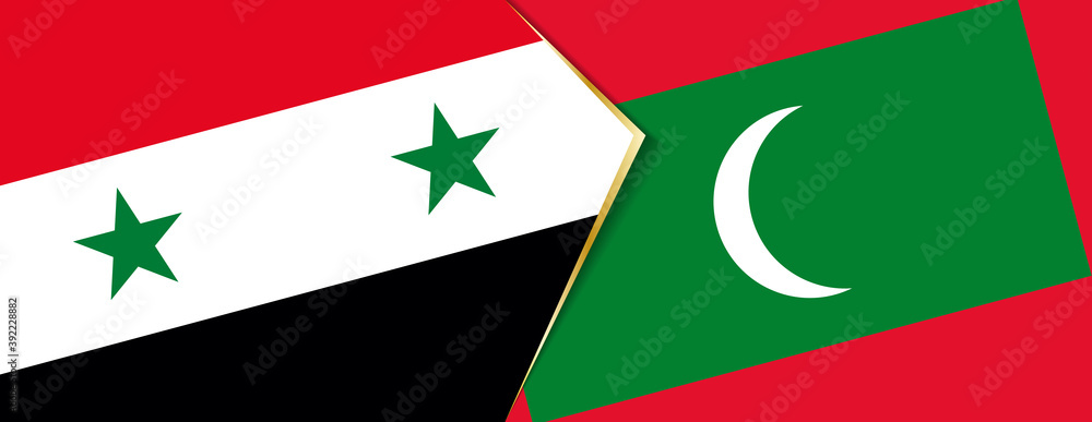 Syria and Maldives flags, two vector flags. Syria and Maldives flags, two vector flags.