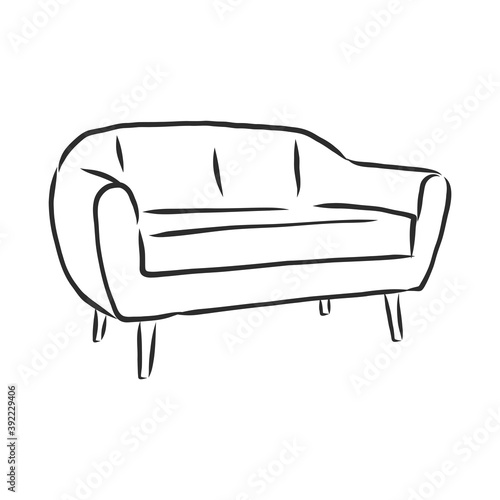 Sofa outline icon. Couch silhouette. Furniture for living room. Vector illustration. sofa vector sketch illustration