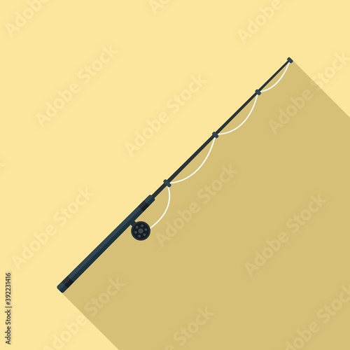Fishing rod reel icon. Flat illustration of fishing rod reel vector icon for web design