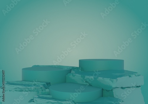 abstract pink color geometric Stone and Rock shape background, showcase for product 3d render.
