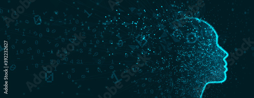 Abstract Artificial intelligence. Cloud computing. Machine learning. Technology web background. Virtual concept