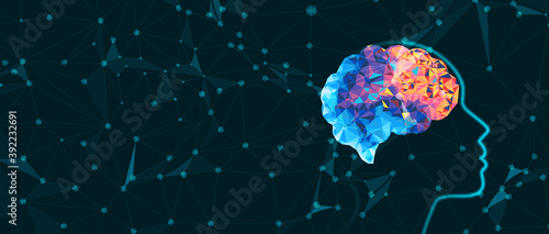 Abstract Artificial intelligence. Cloud computing. Machine learning. Technology web background. Virtual concept