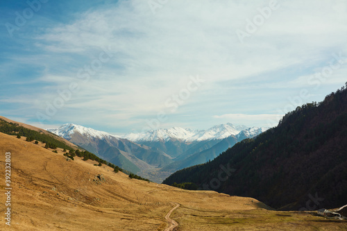 Caucasus mountains peaks nature landscape © booleen