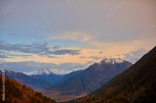 Fototapeta Naklejka Na Ścianę i Meble -  Caucasus mountains peaks nature landscape