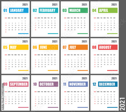 Calendar 2021 vector desing template