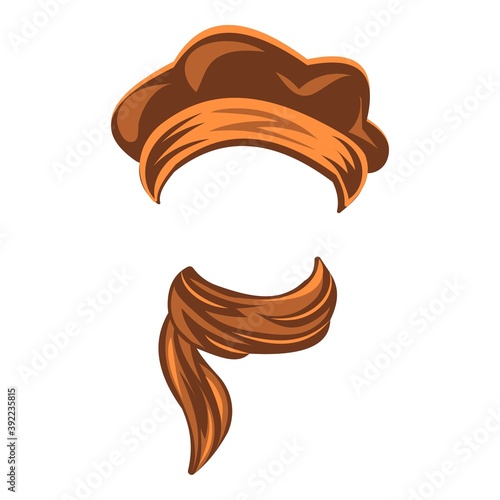 Stylish hat and scarf icon. Cartoon of stylish hat and scarf vector icon for web design isolated on white background