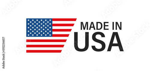 Made in USA. Sign with America flag elements vector design,  isolated