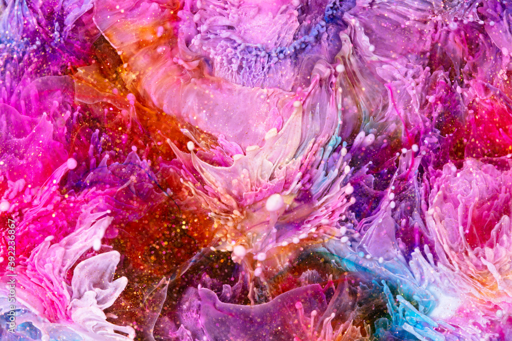 Resin art texture with multicolor blasts. Liquid backdrop with splashes and ripples. Abstract frozen artwork with alcohol inks. Bright colors mixes and flows on macrophotography picture Resin art texture with multicolor blasts. Liquid backdrop with splashes and ripples. Abstract frozen artwork with alcohol inks. Bright colors mixes and flows on macrophotography picture