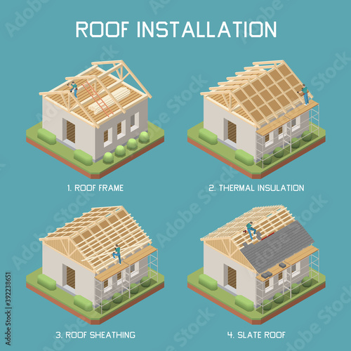 Roof Installation Isometric Set 