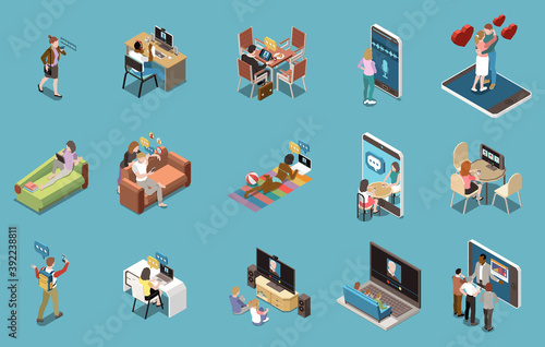  Chatting People Isometric Set