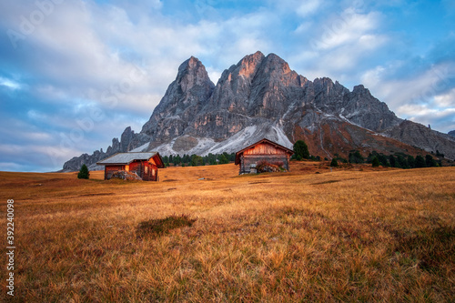 Wallpaper Mural Sass de Putia beautiful mountain range in the dolomites at sunset, Bolzano province, south Tyrol  . Peitlerkofel mountain Torontodigital.ca