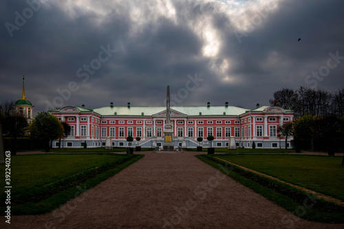 Manor in Kuskovo on gloomy autumn afternoon