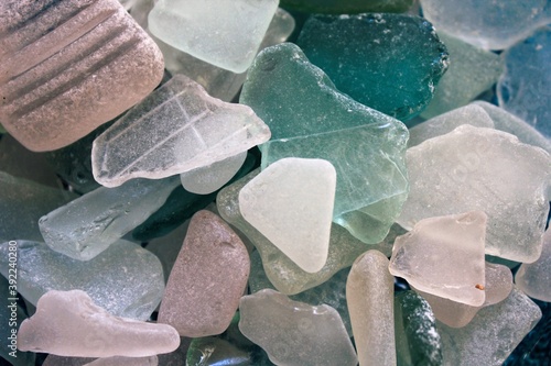 Close up of sea glass collection