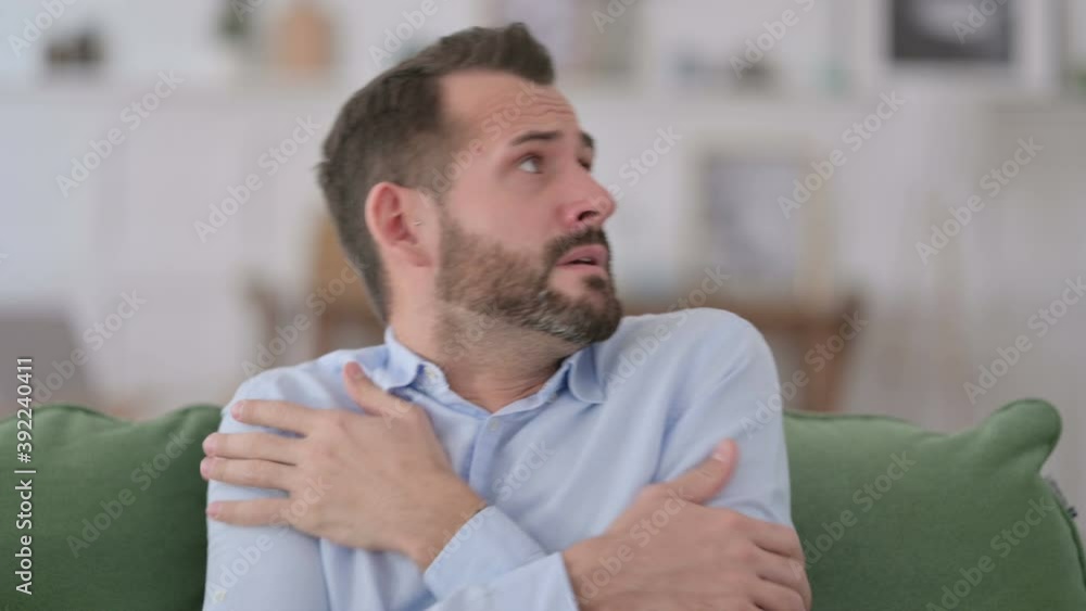 Portrait of Beard Young Man Feeling Scared at Home Portrait of Beard Young Man Feeling Scared at Home