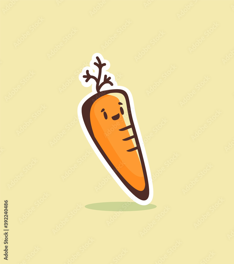 Funny cute smiling happy carrot vector illustration Funny cute smiling happy carrot vector illustration