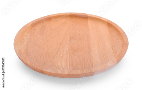 wood plate isolated on white background.