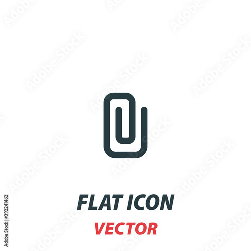 Attachment Paper clip icon in a flat style. Vector illustration pictogram on white background. Isolated symbol suitable for mobile concept, web apps, infographics, interface and apps design