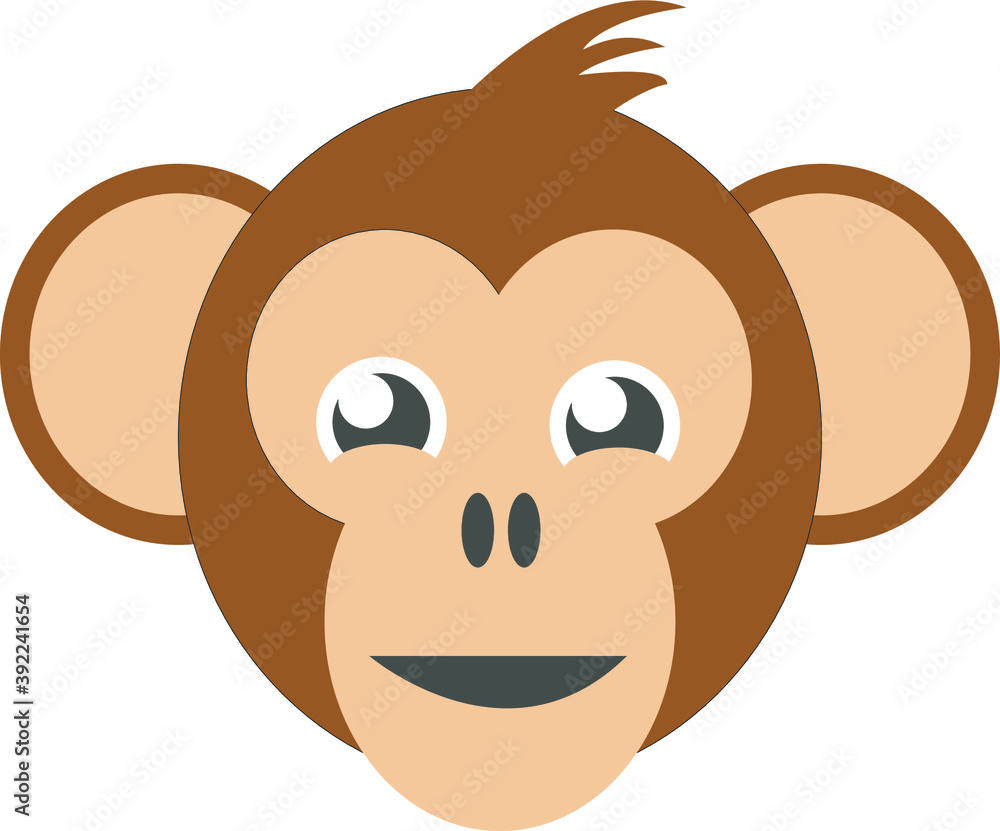 head of a cheerful brown monkey. vector monkey head of a cheerful brown monkey. vector monkey