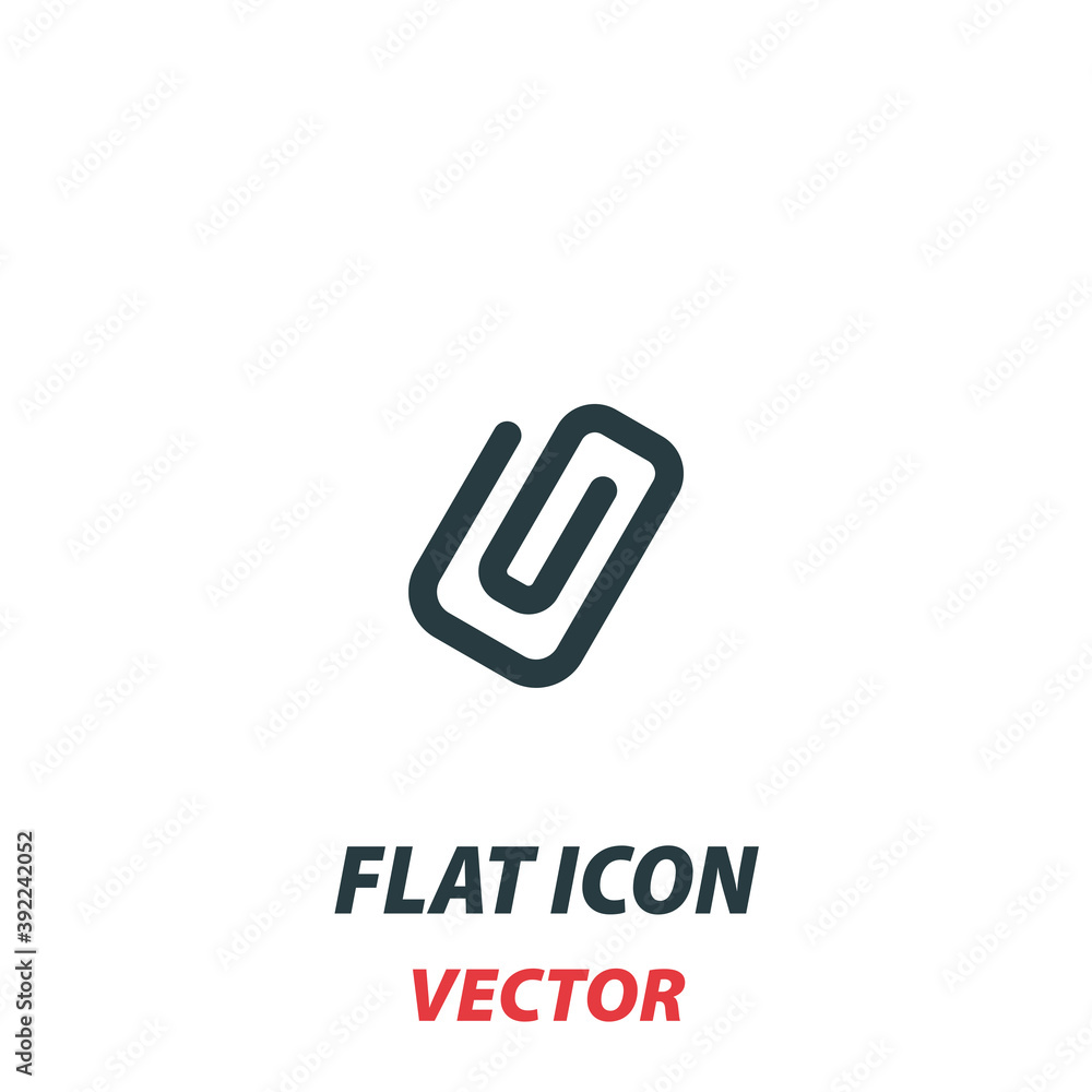 Paper clip icon in a flat style. Vector illustration pictogram on white background. Isolated symbol suitable for mobile concept, web apps, infographics, interface and apps design Paper clip icon in a flat style. Vector illustration pictogram on white background. Isolated symbol suitable for mobile concept, web apps, infographics, interface and apps design