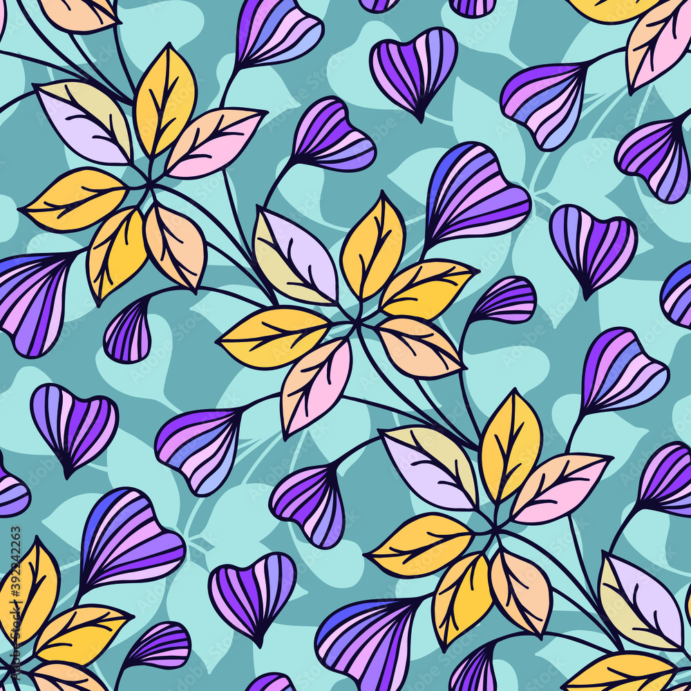 botanical seamless pattern of plants and flowers for fabric, paper. Vector stock illustration eps10. botanical seamless pattern of plants and flowers for fabric, paper. Vector stock illustration eps10.