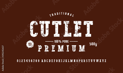 Serif font and cutlet label template