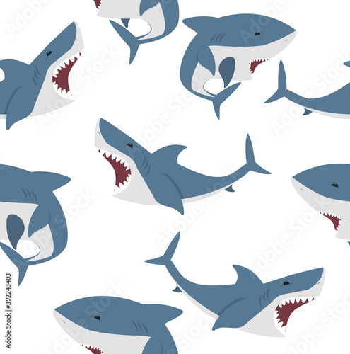 Big shark flat vector seamless pattern
