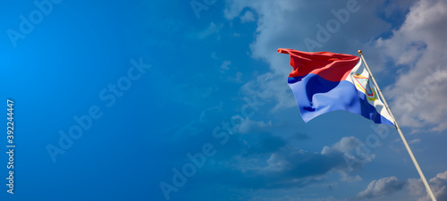 Beautiful national state flag of Sint Maarten with blank space.