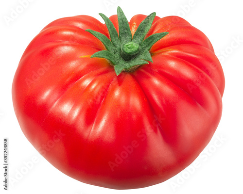 Ripe heirloom ribbed beefsteak tomato (Solanum lycopersicum fruit)  isolated © maxsol7