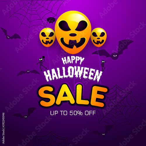 Happy Halloween  party invitation decorations  Vector illustration or sale banner