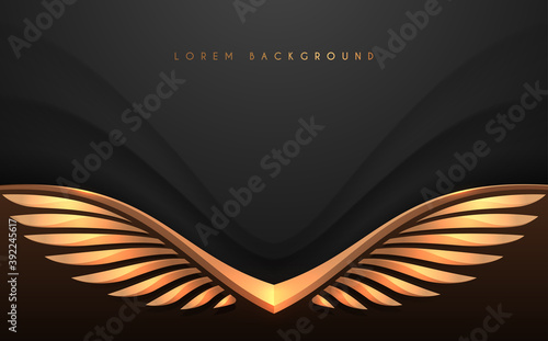 Gold wings on black background